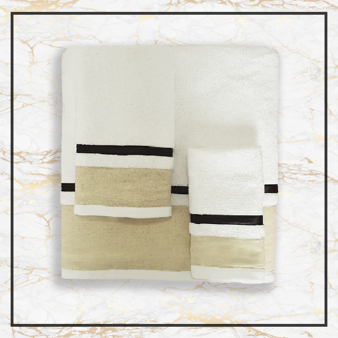 Black and beige single Towel